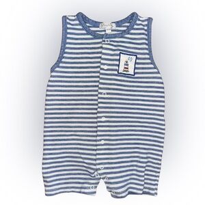 Kissy Kissy Blue and White Striped Sleeveless Nautical Outfit